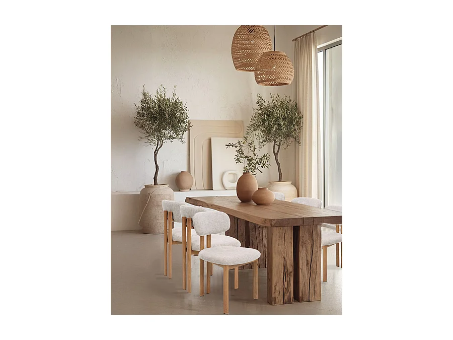 Lot de 4 chaises Zuno - Lot de 4 chaises Zuno en tissu beige et pieds métal