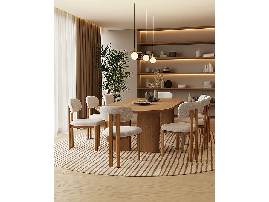 Zuno - Lot de 2 chaises Zuno en tissu beige et pieds métal