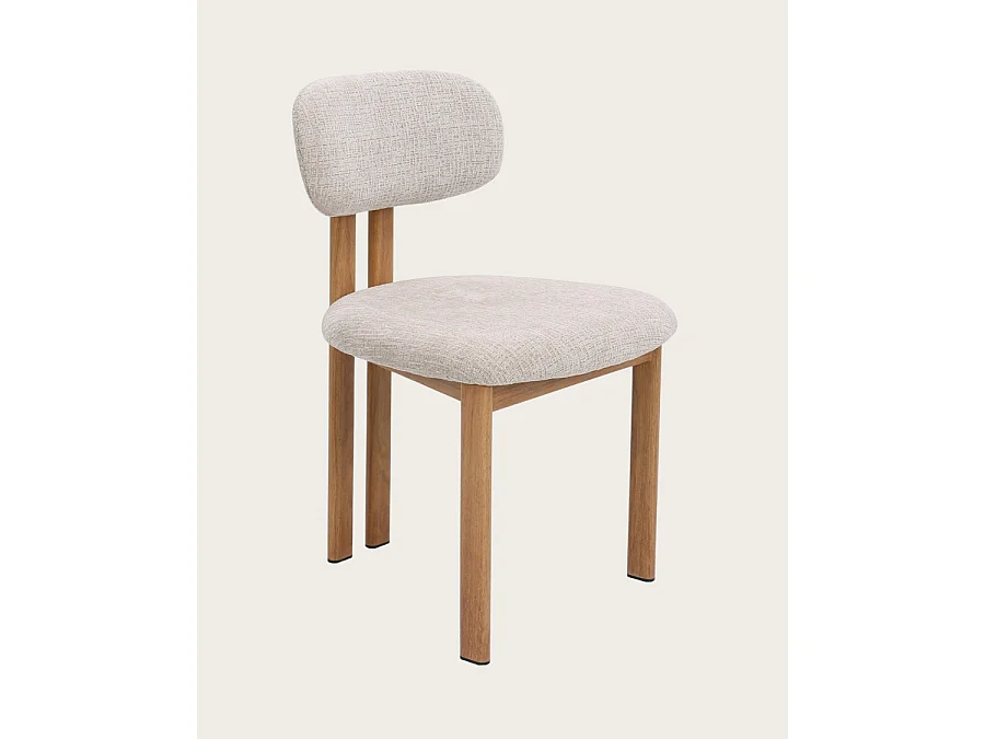 Zuno - Lot de 2 chaises Zuno en tissu beige et pieds métal