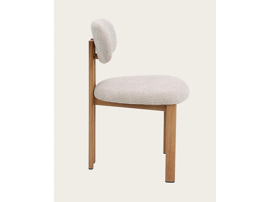 Zuno - Lot de 2 chaises Zuno en tissu beige et pieds métal