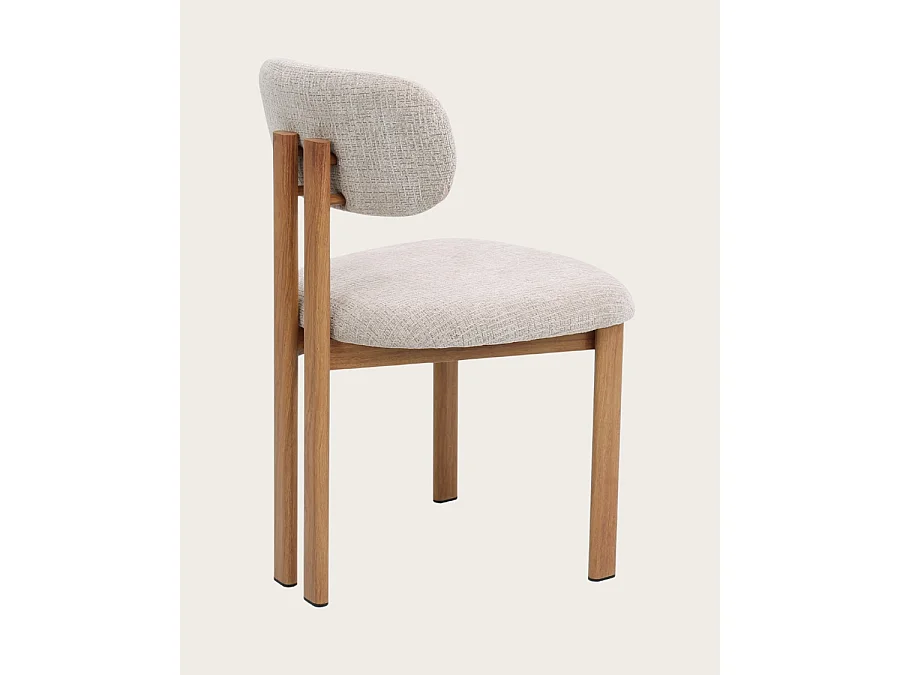 Zuno - Lot de 2 chaises Zuno en tissu beige et pieds métal
