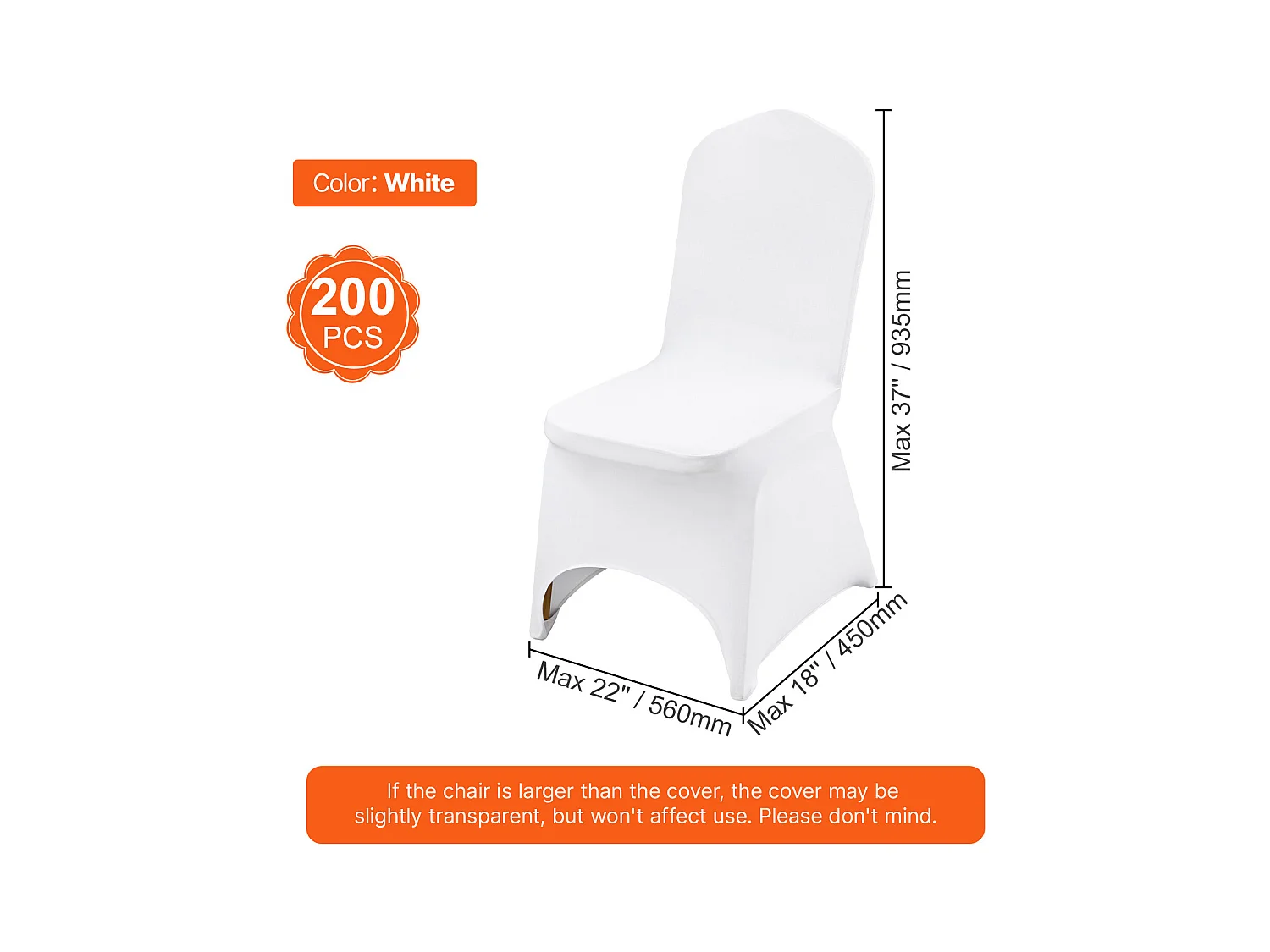 Housses de Chaises Pliantes Blanches SucceBuy, Lot de 200 pour Occasions Spéciales