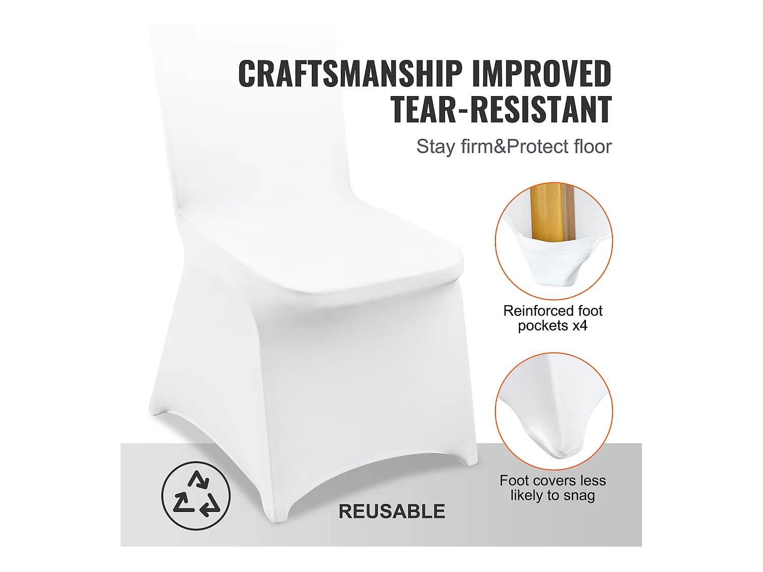Housses de Chaises Pliantes Blanches SucceBuy, Lot de 200 pour Occasions Spéciales