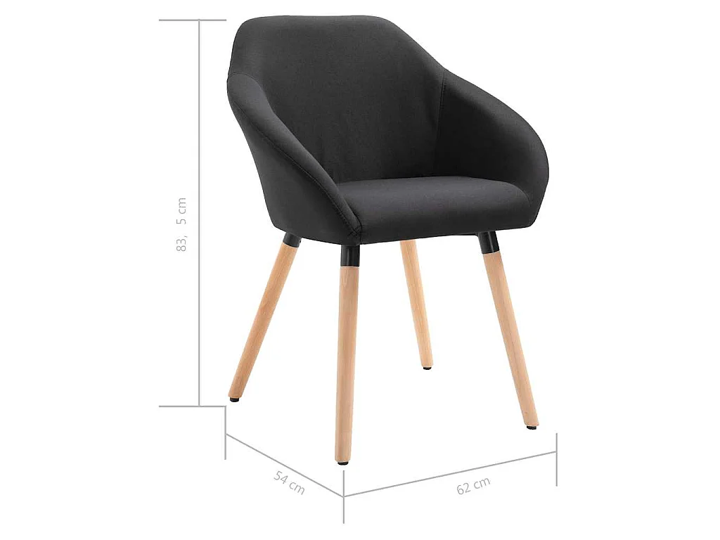 Eetkamerstoelen 6 st stof zwart
