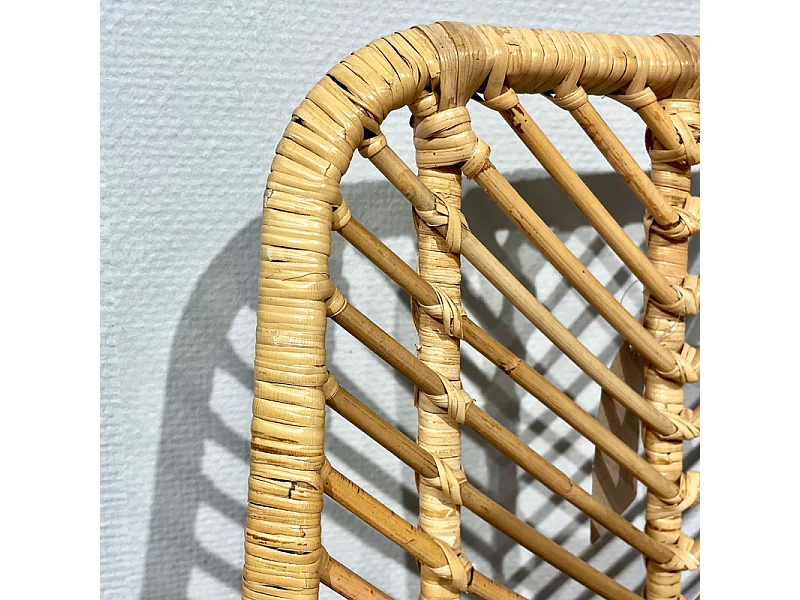 Chaise en rotin naturel tressé avec pieds métal noir – KANDY 2