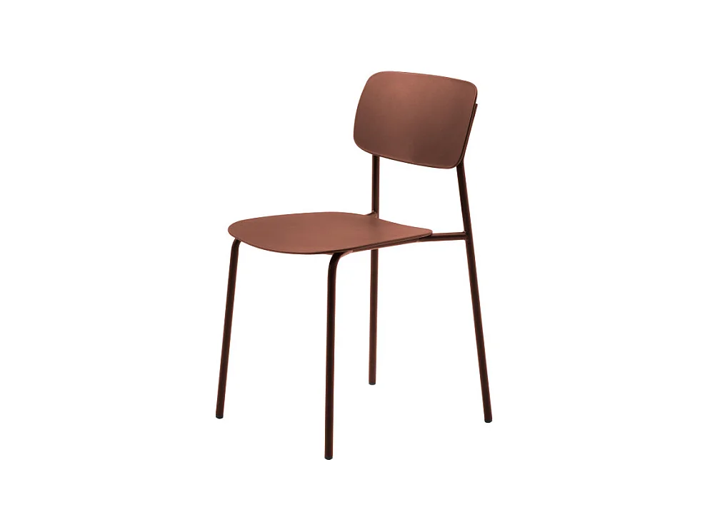 Elin - Lot de 4 chaises en plastique et métal - Terracotta