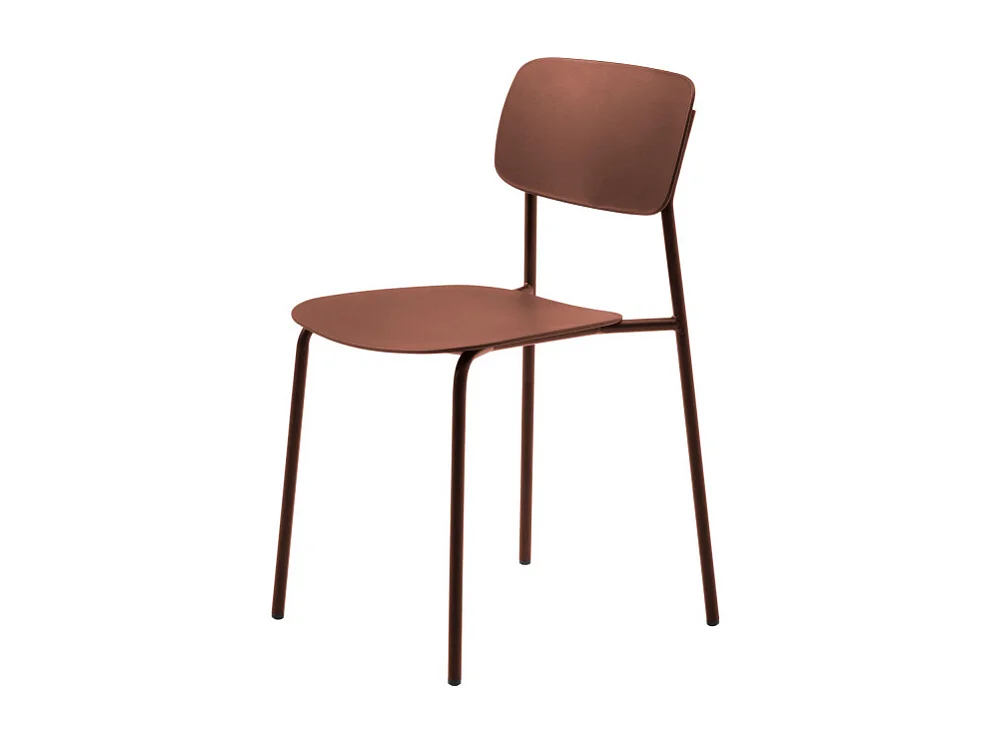 Elin - Lot de 4 chaises en plastique et métal - Terracotta