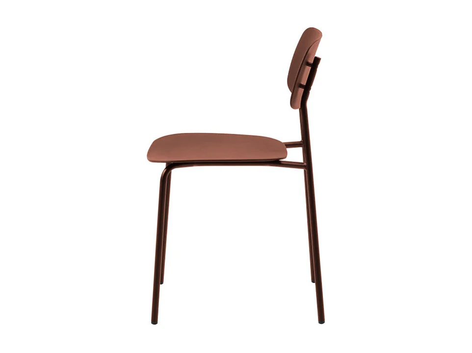 Elin - Lot de 4 chaises en plastique et métal - Terracotta