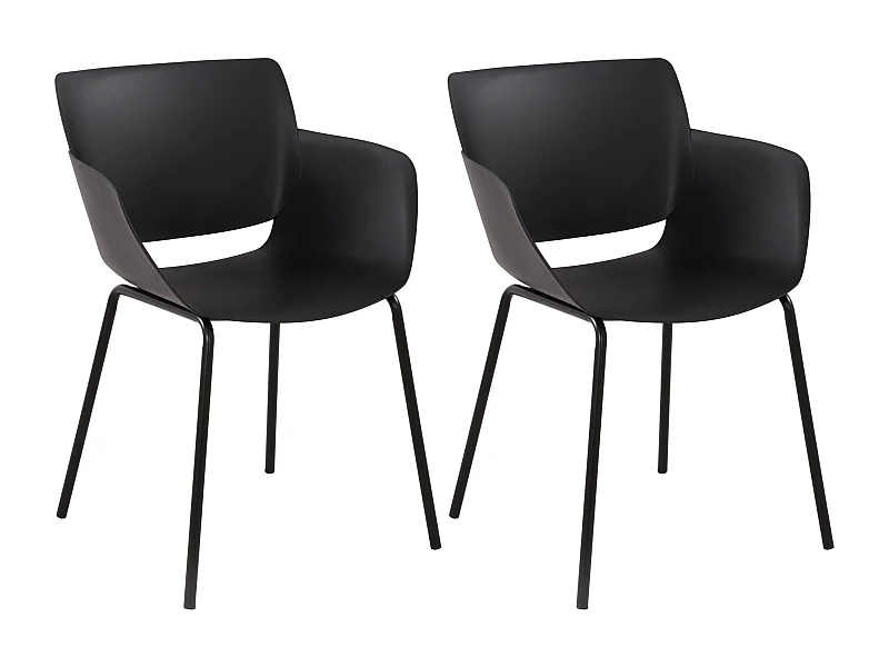 Lot de 2  chaise salle à manger - Plastique - Noir - Alpena