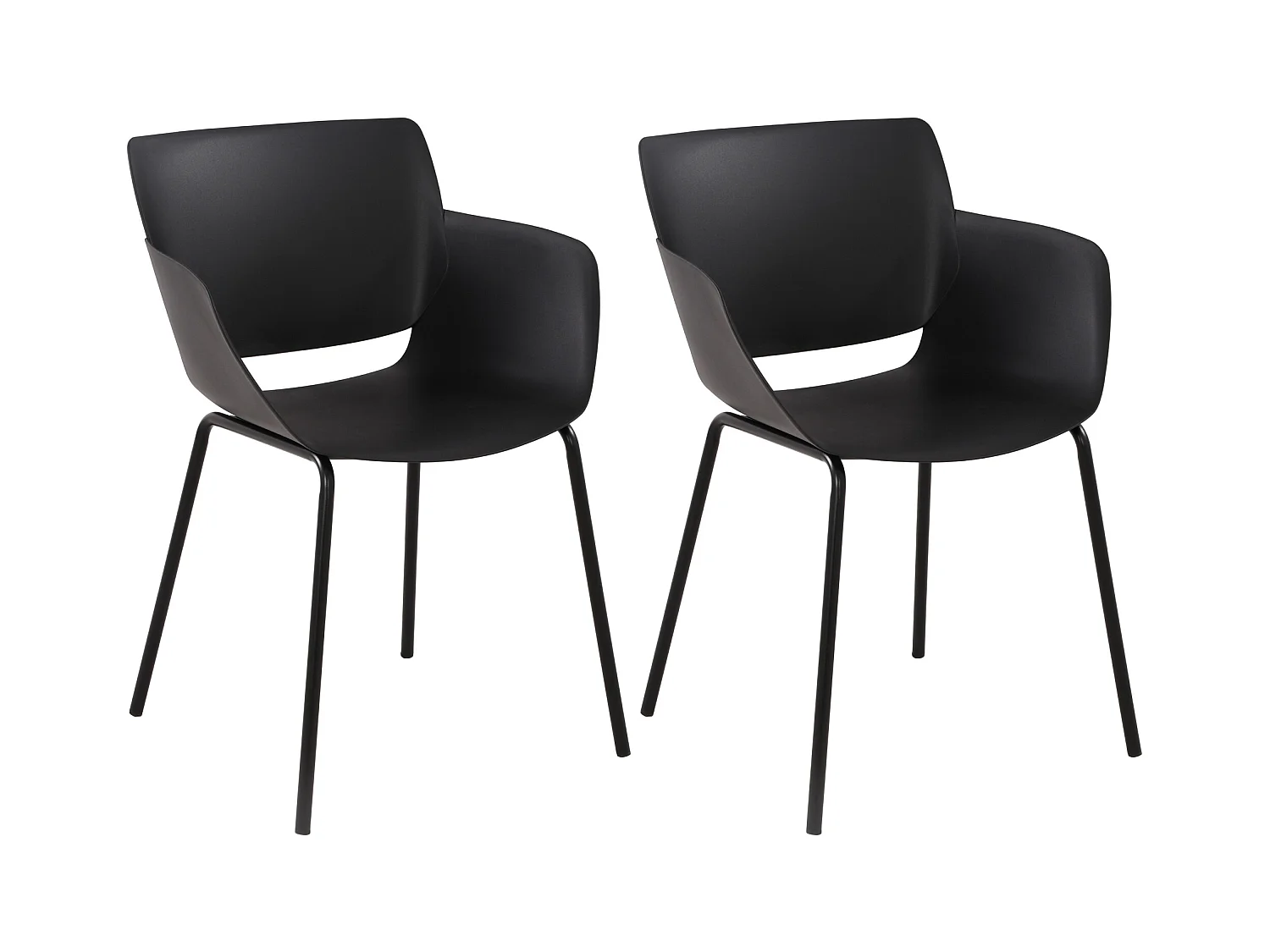 Lot de 2  chaise salle à manger - Plastique - Noir - Alpena