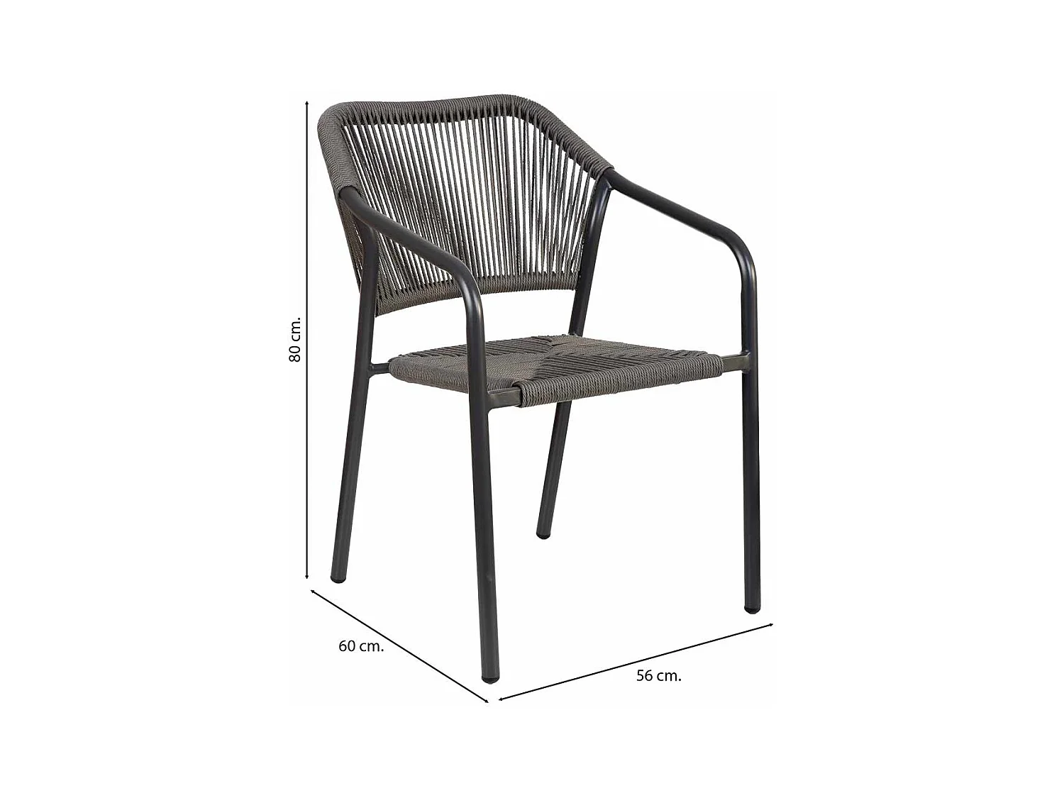 Chaise en rotin synthétique gris 56x60x80