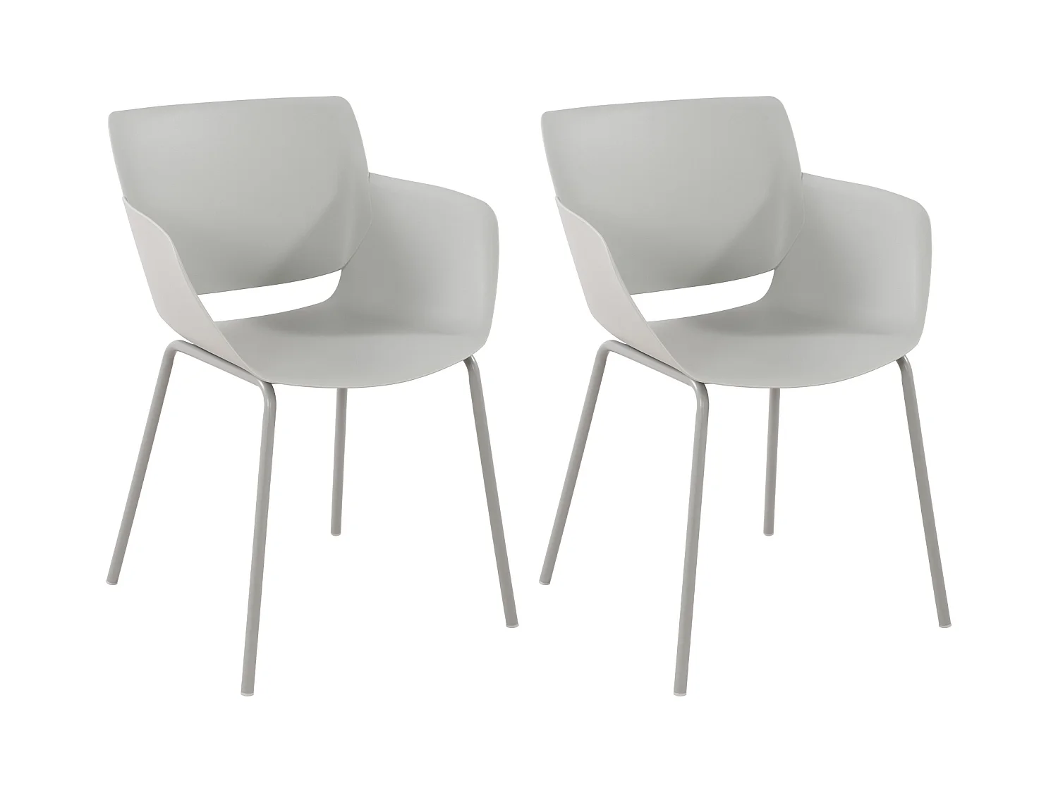 Lot de 2  chaise salle à manger - Plastique - Gris clair - Alpena