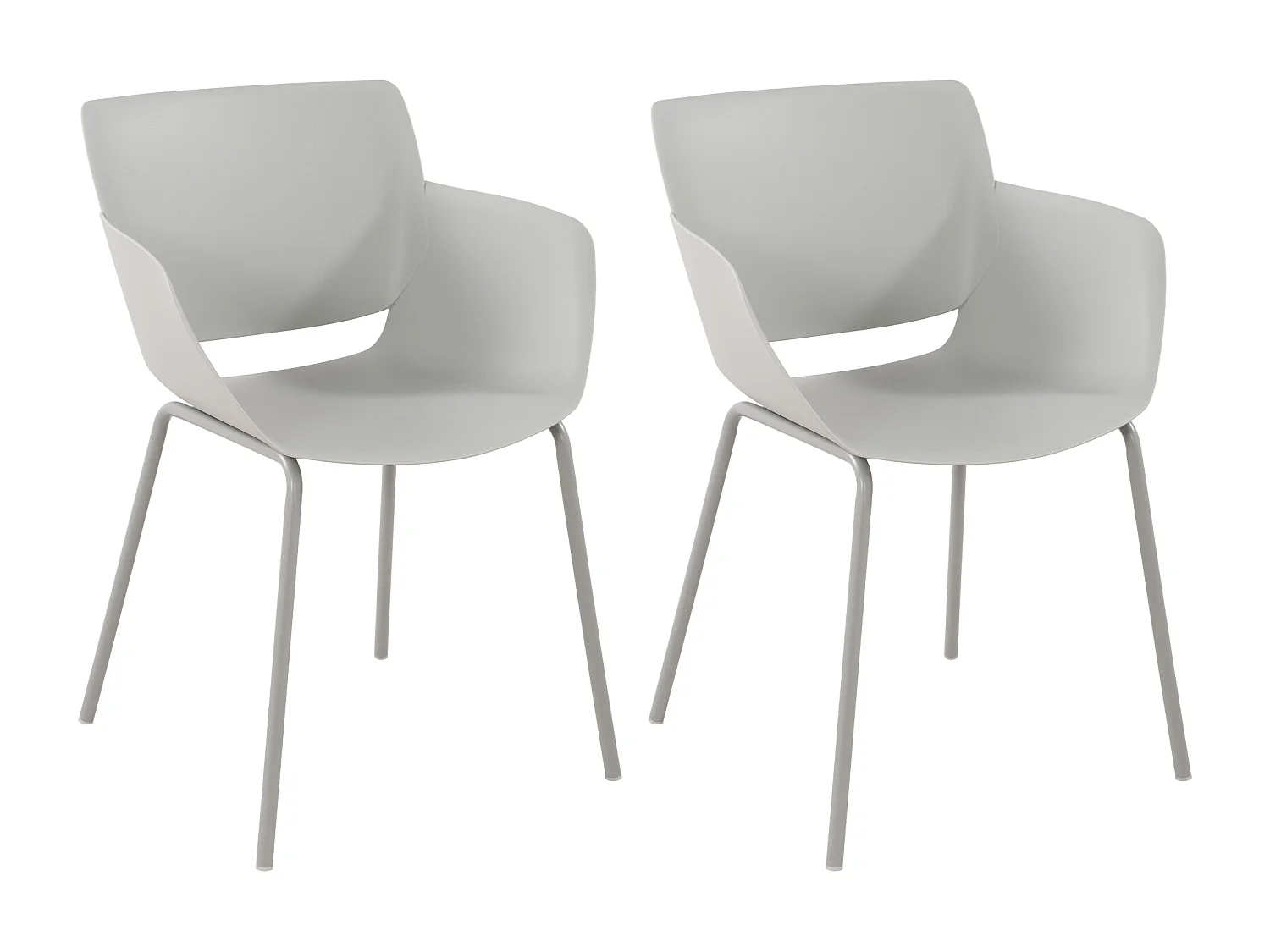 Lot de 2  chaise salle à manger - Plastique - Gris clair - Alpena