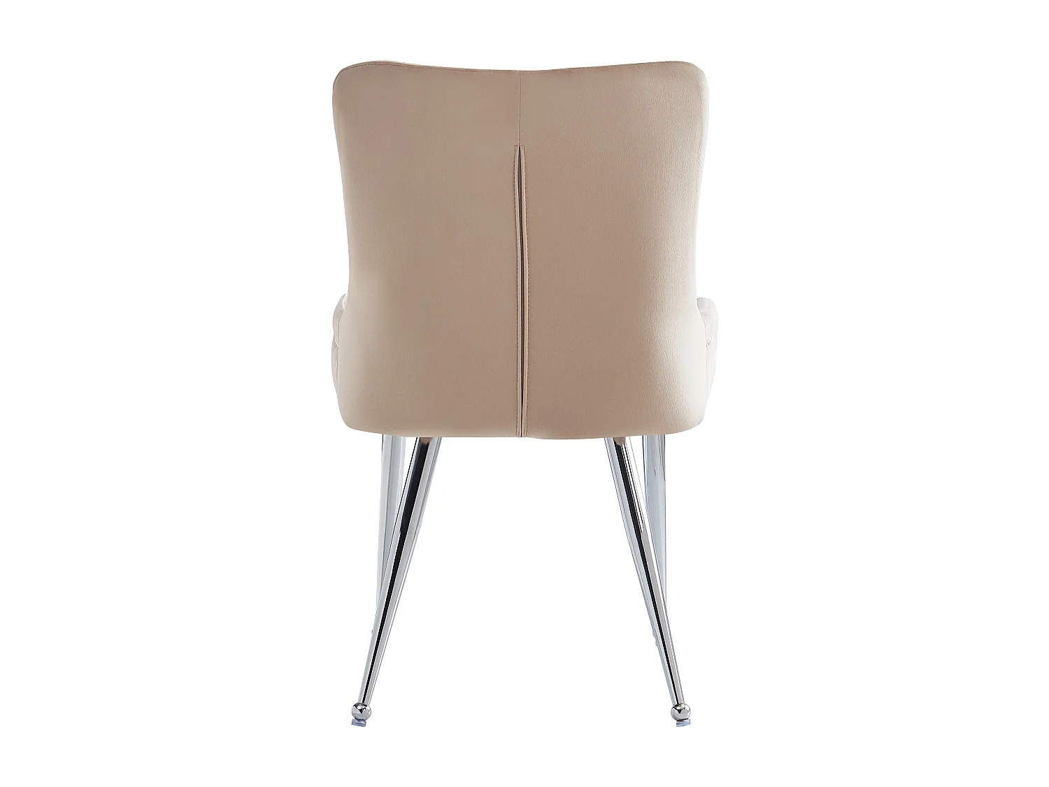 Conjunto de 2 cadeiras de cozinha, tecido de veludo, pernas de metal prateado, bege