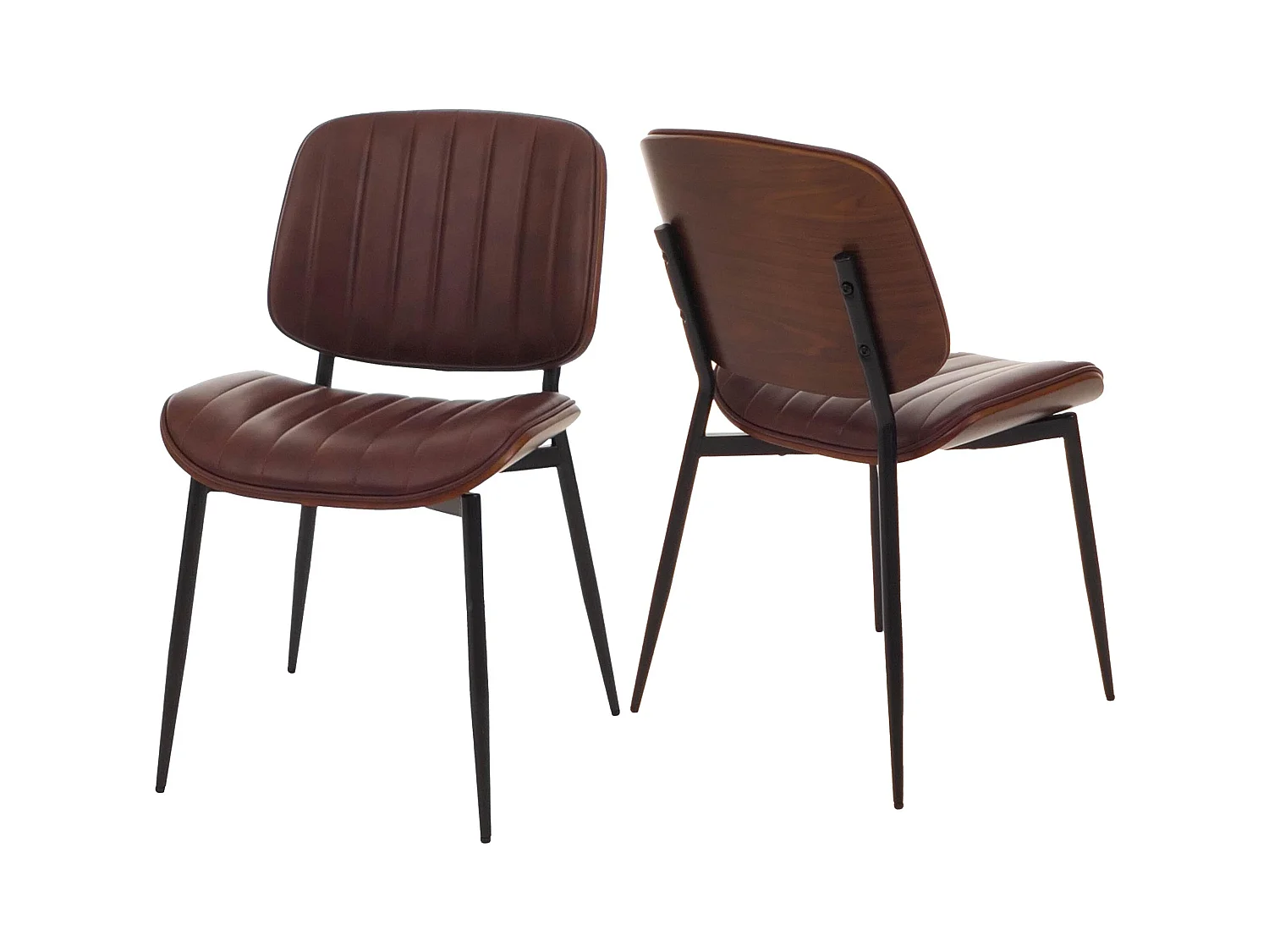 Silla de comedor MCW-O44 (set de 2),  aspecto nogal, marrón vintage