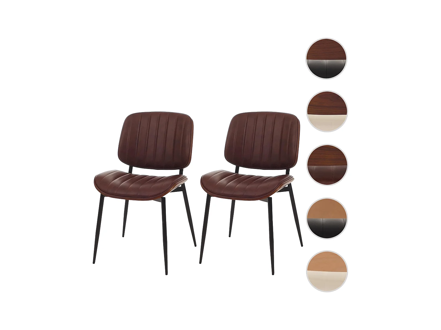 Eetkamerstoel MCW-O44 (set van 2),  walnoot look, vintage bruin