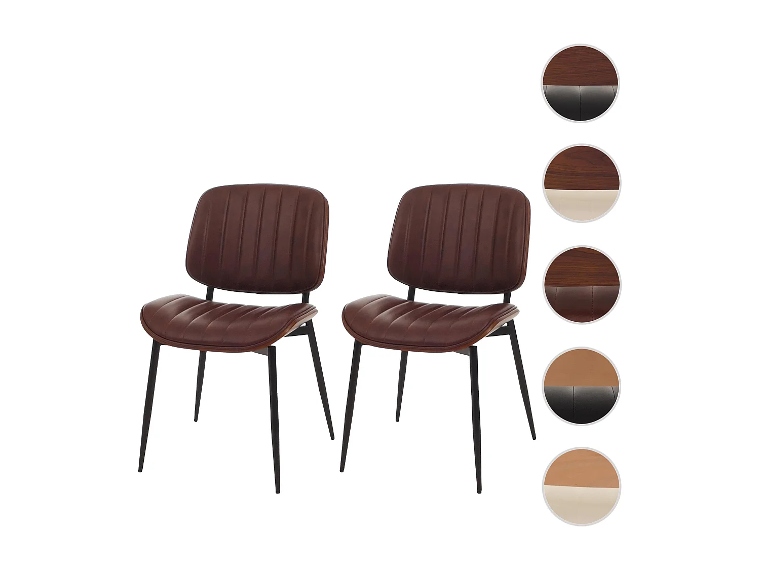 Chaise de salle à manger MCW-O44 (lot de 2),  aspect noyer, marron vintage