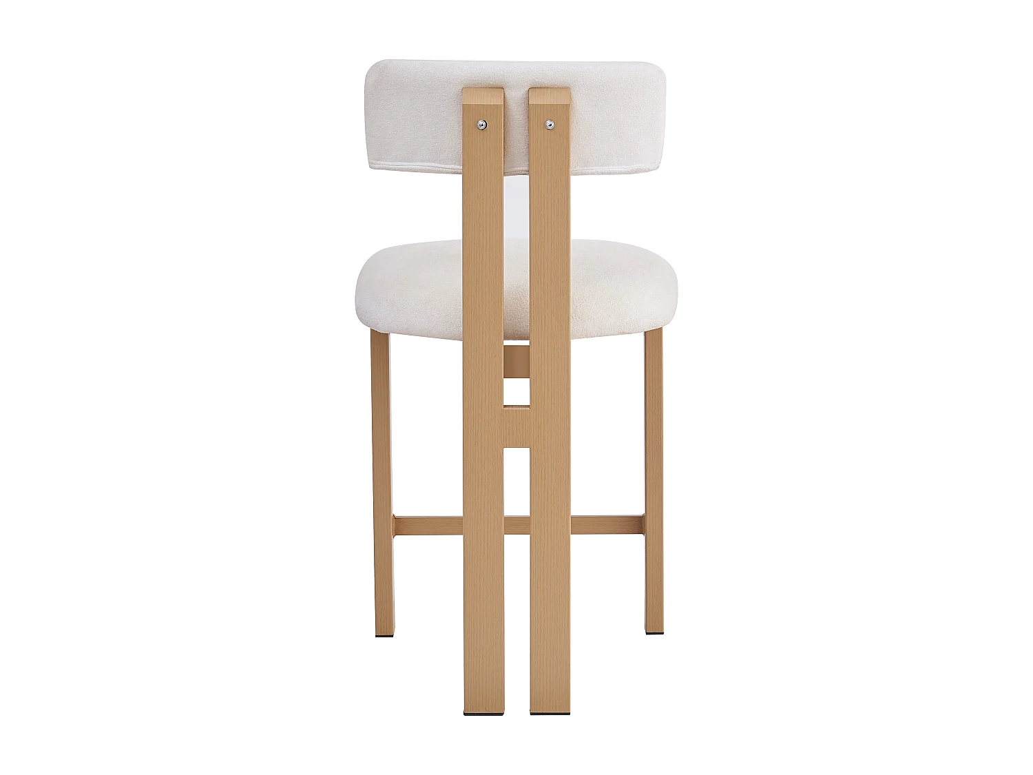 Lot de 2 chaises de cuisine, tissu en polaire, pieds fer en placage woodgrain, blanc - 51x50x96.5cm