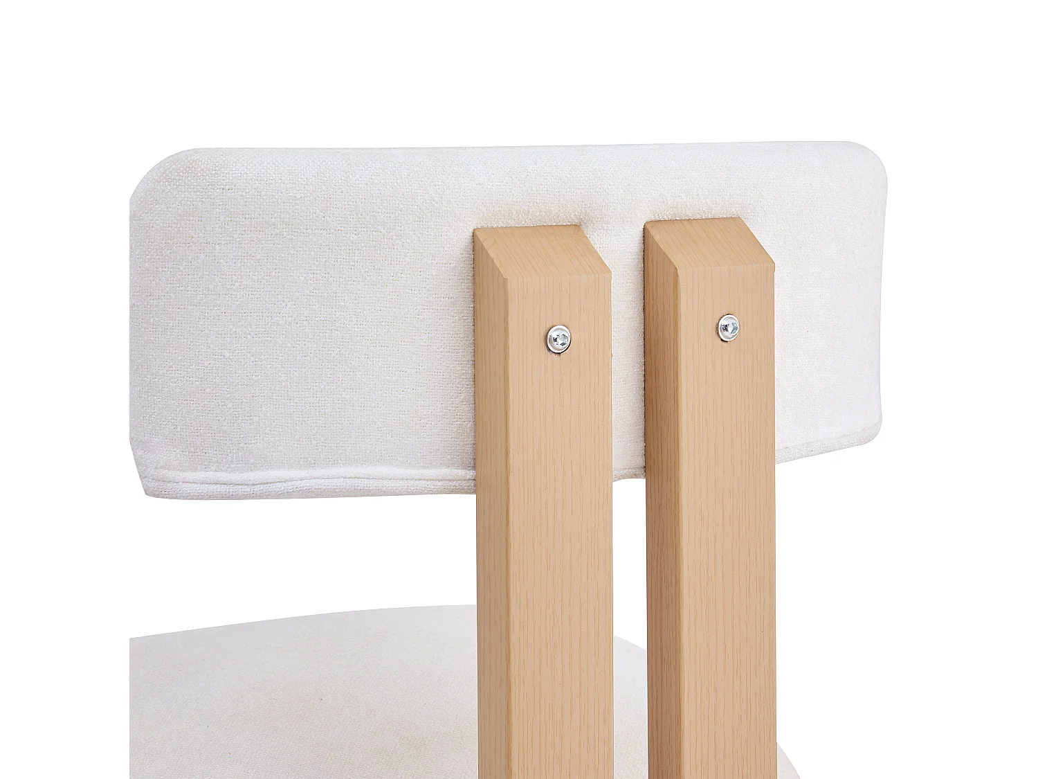 Lot de 2 chaises de cuisine, tissu en polaire, pieds fer en placage woodgrain, blanc - 51x50x96.5cm