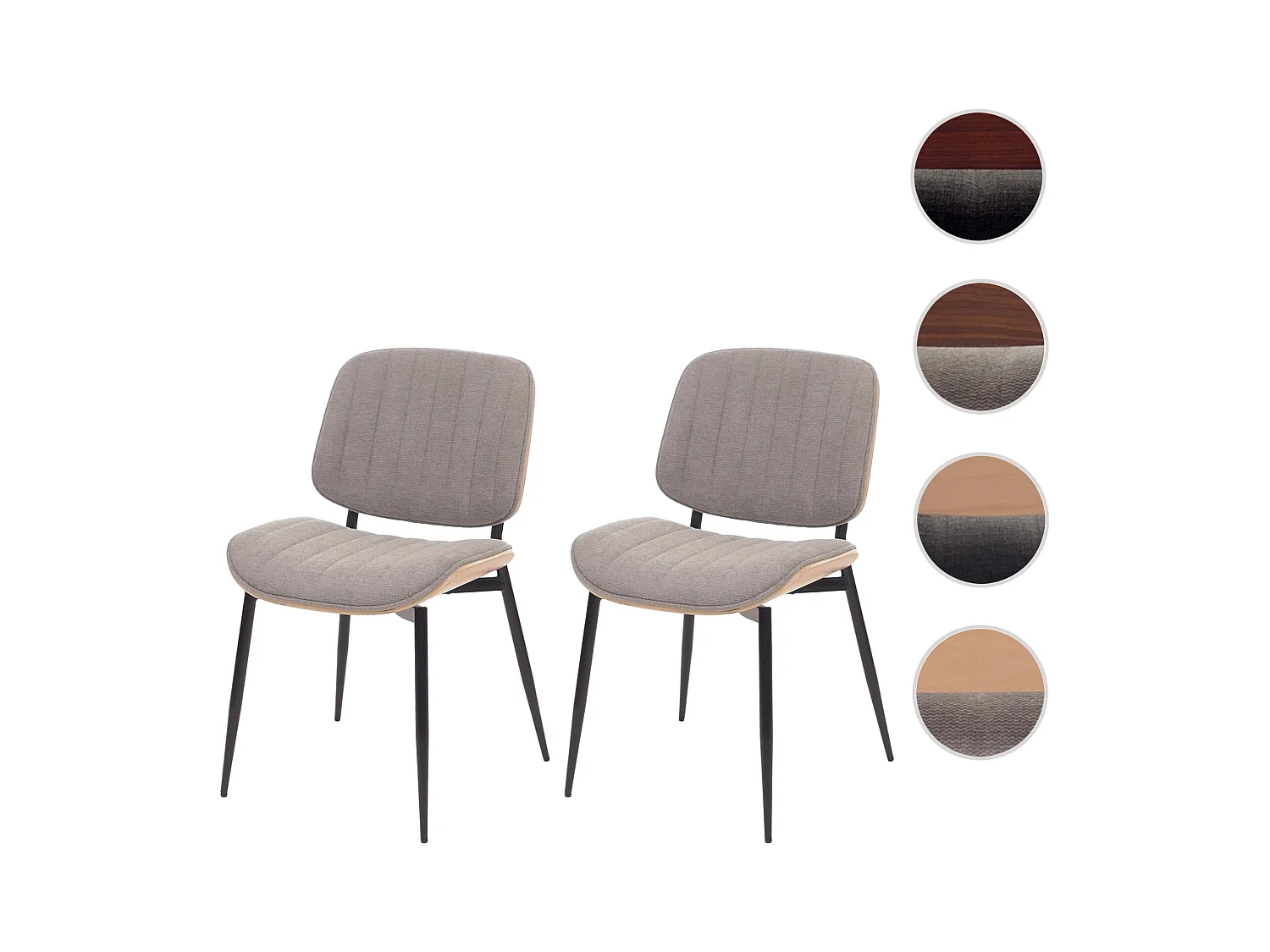 Chaise de salle à manger MCW-O44 (lot de 2),  naturel, gris clair