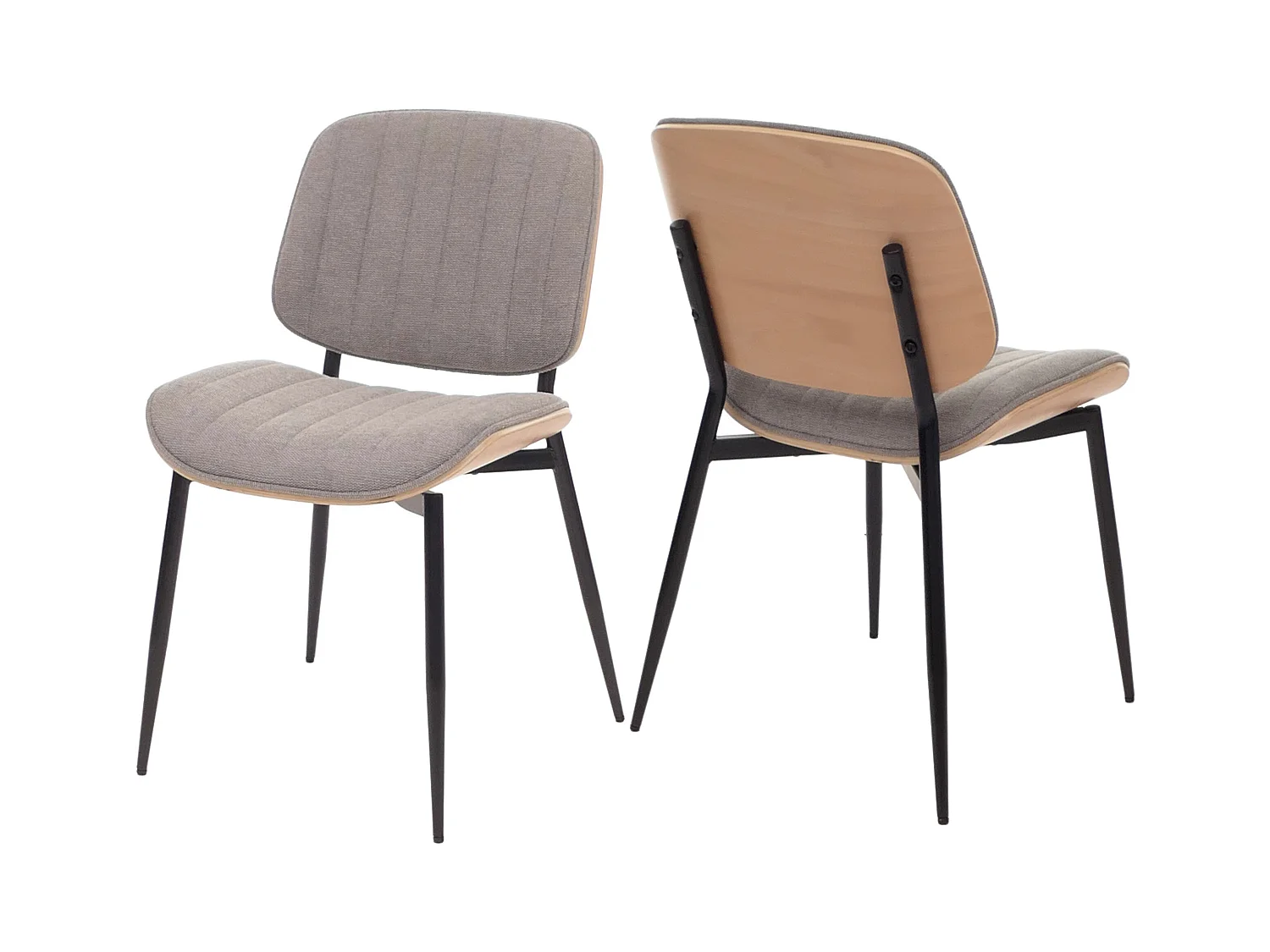Eetkamerstoel MCW-O44 (set van 2),  natuurlijk, lichtgrijs