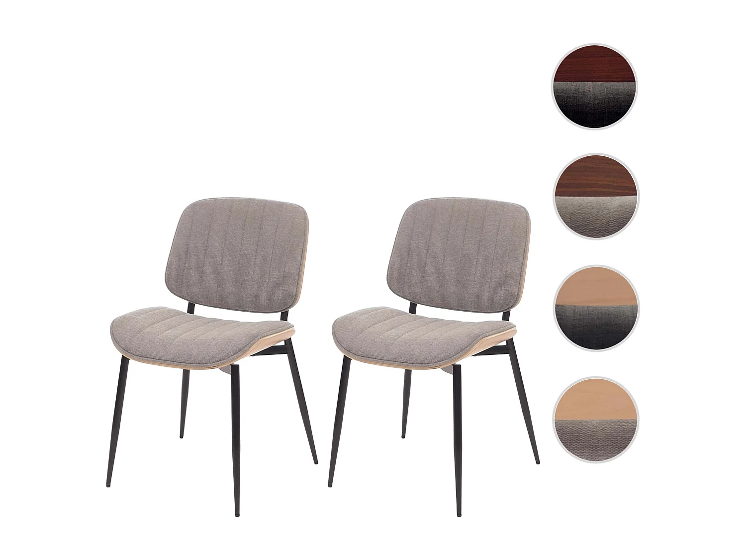 Chaise de salle à manger MCW-O44 (lot de 2),  naturel, gris clair