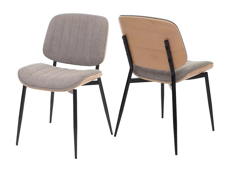 Chaise de salle à manger MCW-O44 (lot de 2),  naturel, gris clair