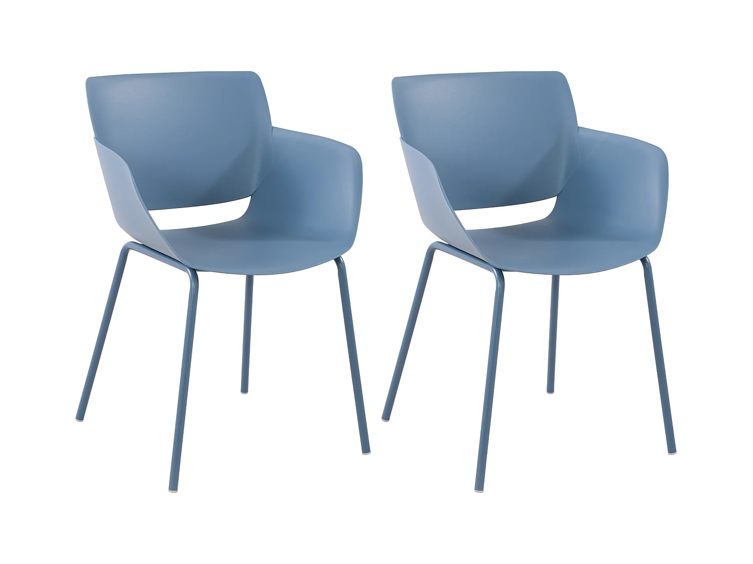 Lot de 2  chaise salle à manger - Plastique - Bleu - Alpena