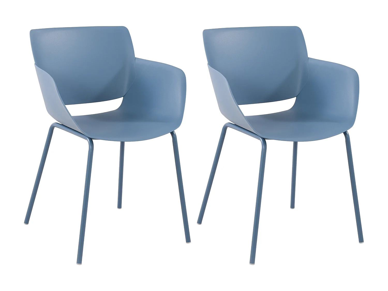 Lot de 2  chaise salle à manger - Plastique - Bleu - Alpena