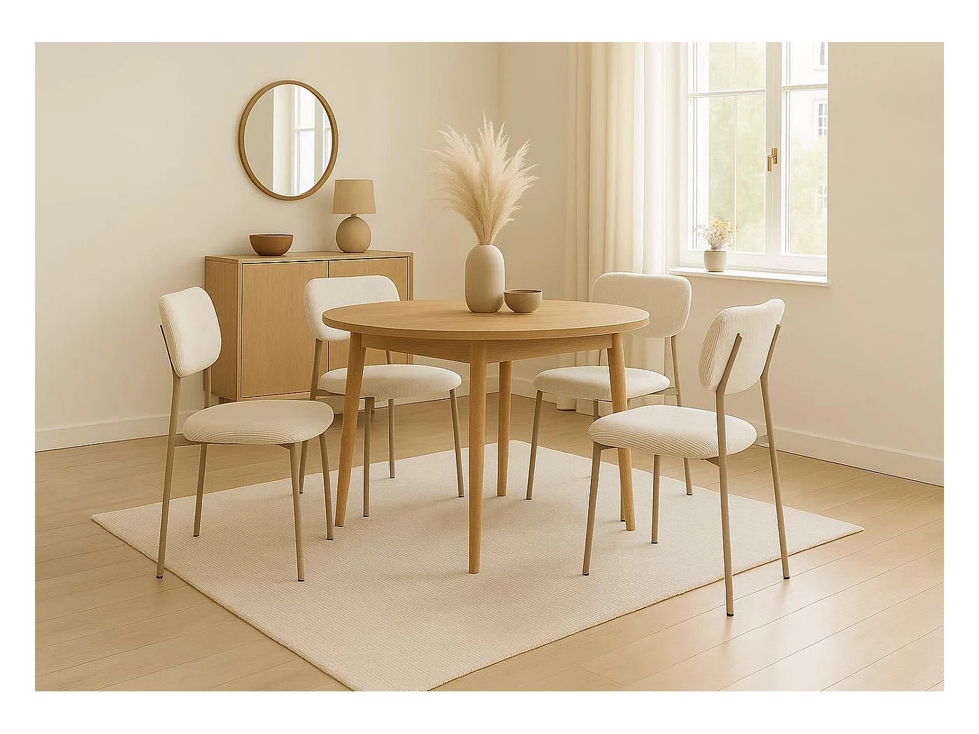 Chaise de salle à manger MCW-O26 (lot de 2),  beige