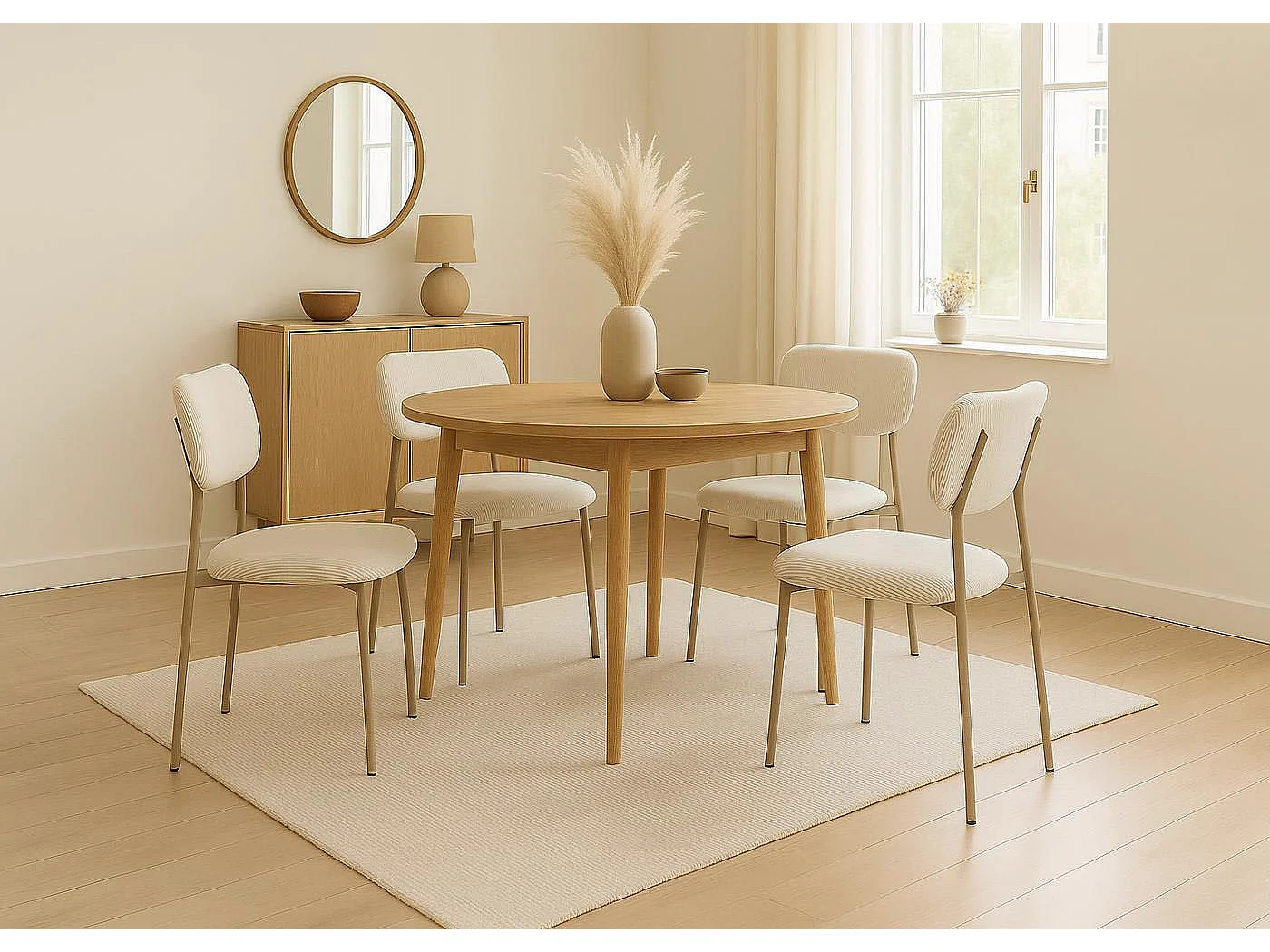 Cadeira de jantar MCW-O26 (conjunto de 2),  bege