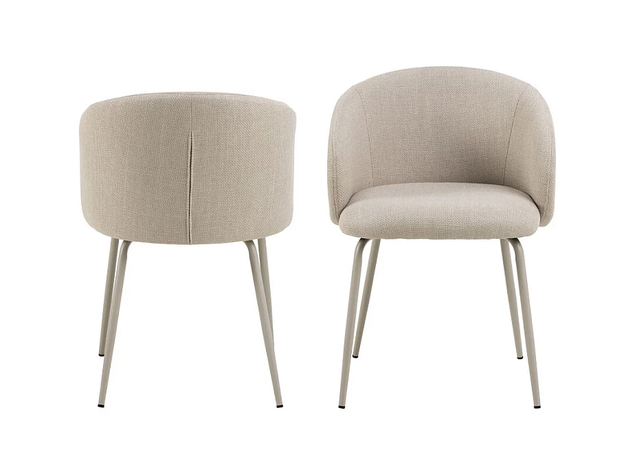 Vako - Lot de 2 fauteuils de table en tissu pieds beiges - Beige