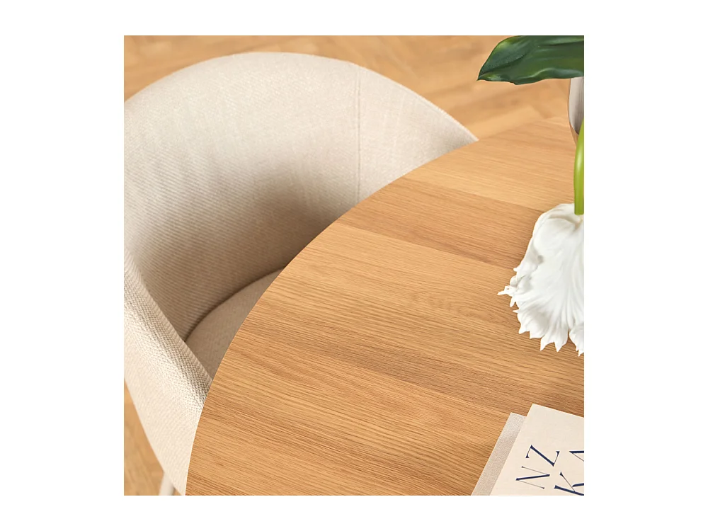 Vako - Lot de 2 fauteuils de table en tissu pieds beiges - Beige