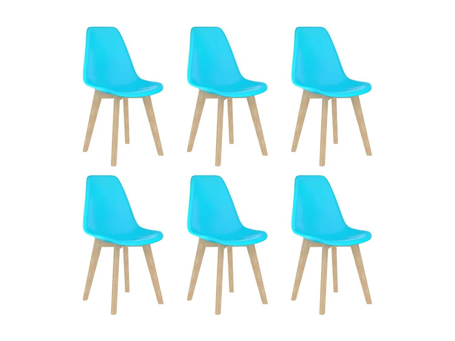Chaises à manger lot de 6 bleu plastique