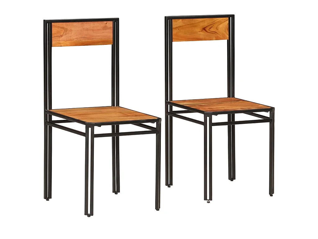 Chaises à manger lot de 2 bois d'acacia solide