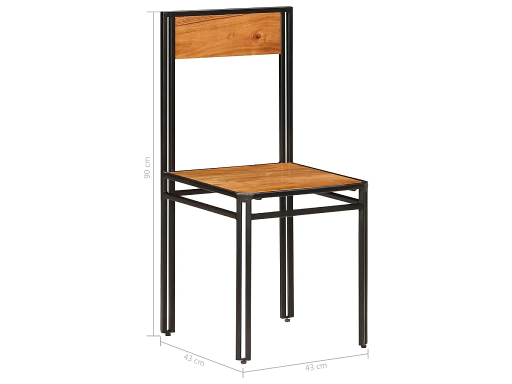 Chaises à manger lot de 2 bois d'acacia solide