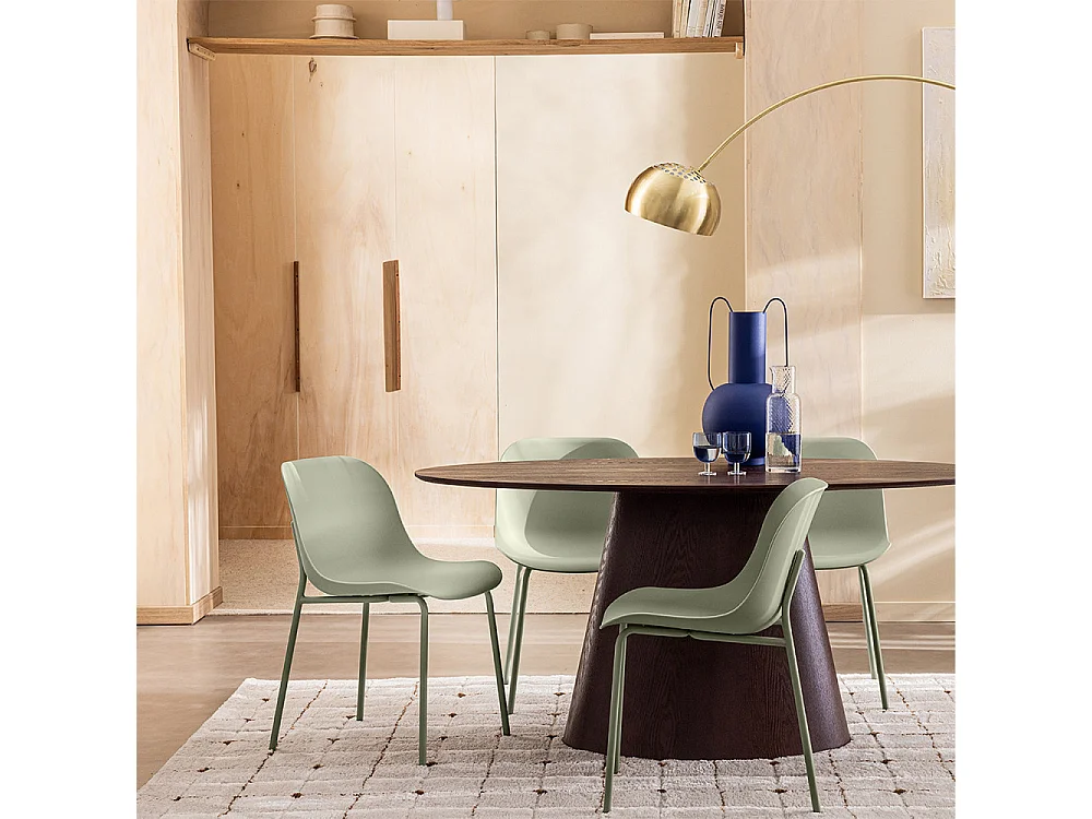 Diego - Lot de 4 chaises intérieur et extérieur en plastique et métal - Vert