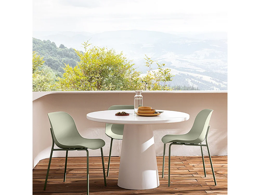 Diego - Lot de 4 chaises intérieur et extérieur en plastique et métal - Vert