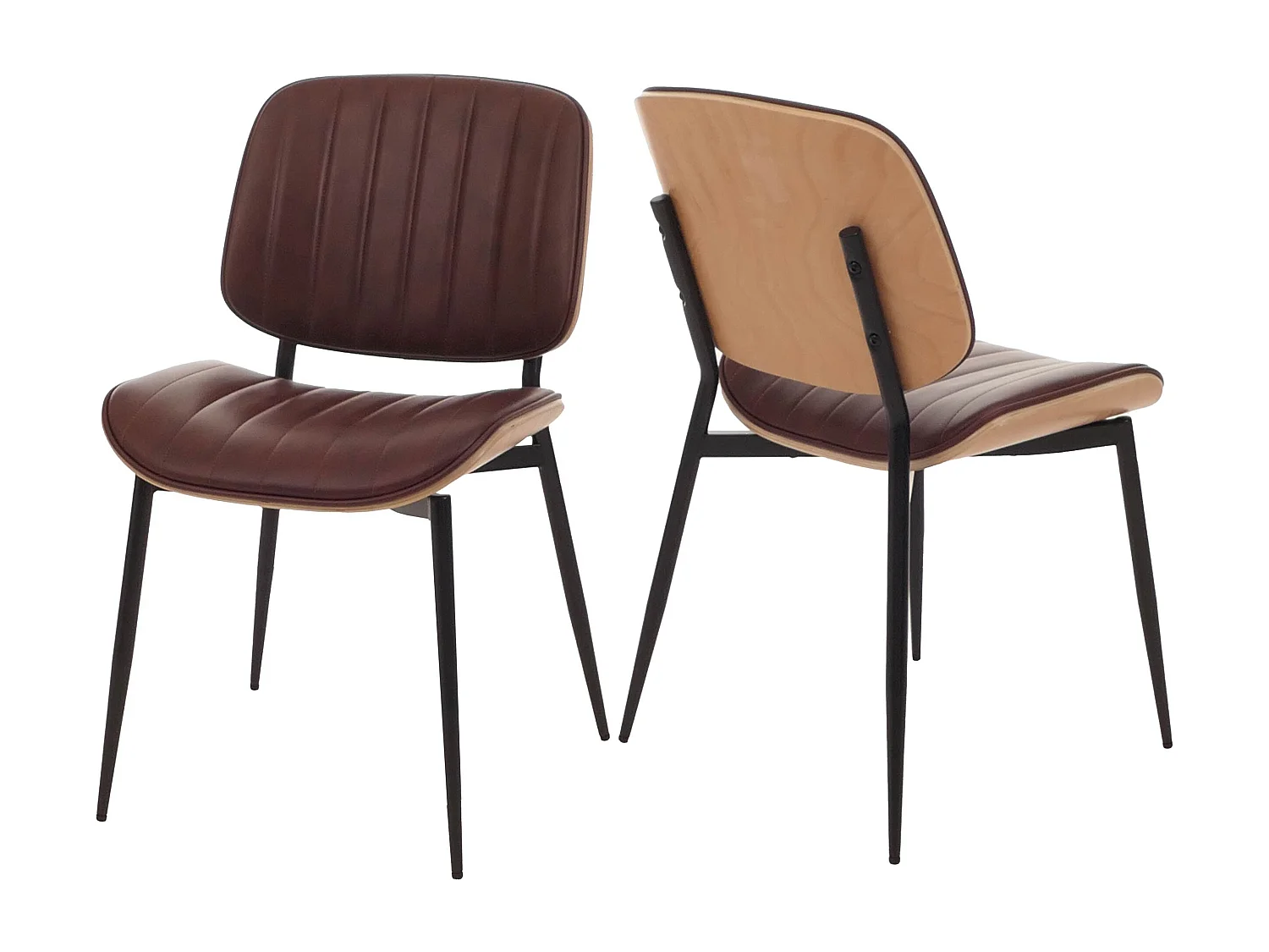 Chaise de salle à manger MCW-O44 (lot de 2),  naturel, marron vintage