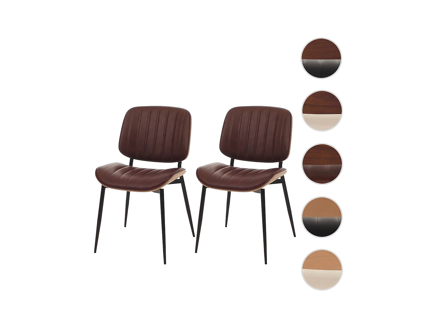 Chaise de salle à manger MCW-O44 (lot de 2),  naturel, marron vintage