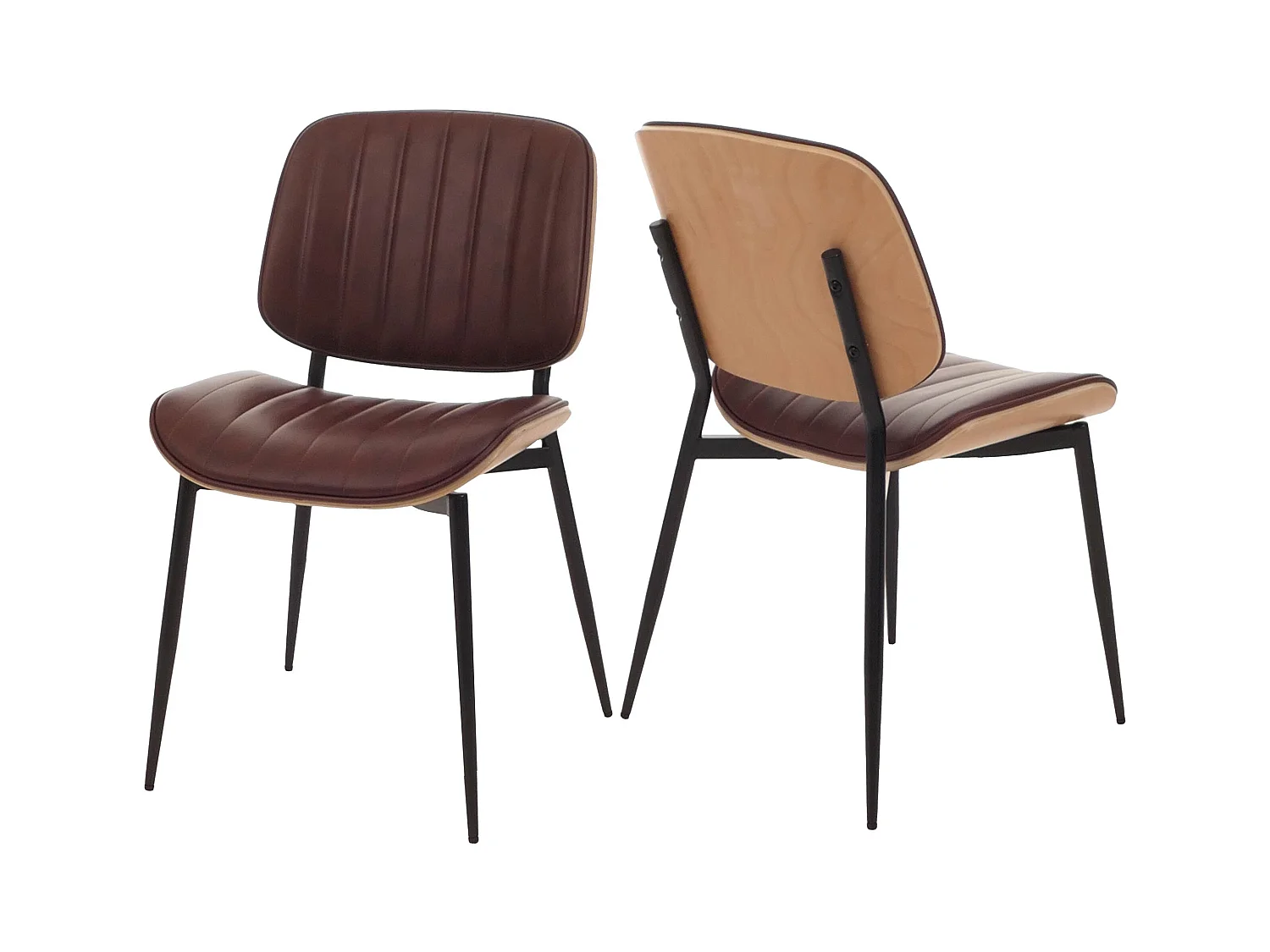 Silla de comedor MCW-O44 (set de 2),  natural, vintage marrón