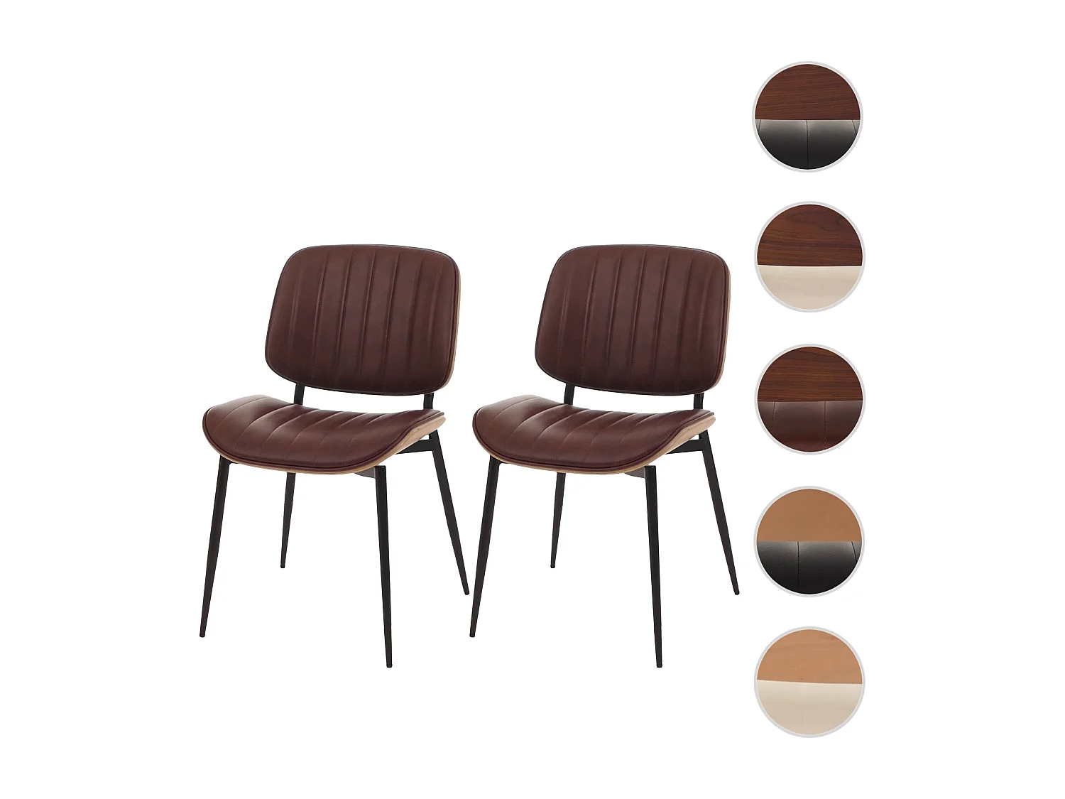 Chaise de salle à manger MCW-O44 (lot de 2),  naturel, marron vintage