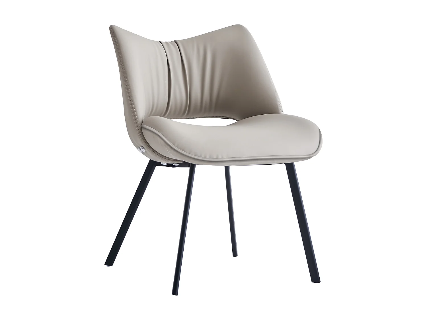 Set de 2 chaises de salle à manger en simili cuir Mid-Century, avec coussin doux et pieds en métal, idéales pour le salon et la salle à manger, couleur sable (2)