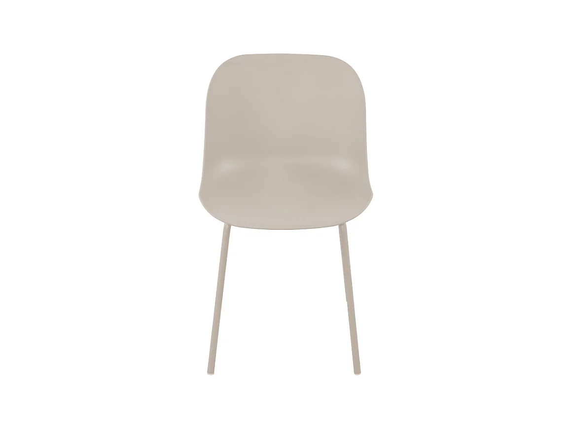 Diego - Lot de 4 chaises intérieur et extérieur en plastique et métal - Beige