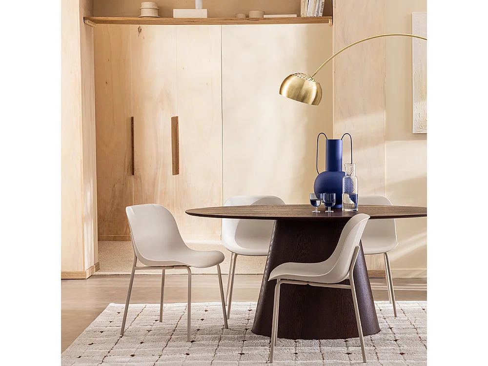 Diego - Lot de 4 chaises intérieur et extérieur en plastique et métal - Beige