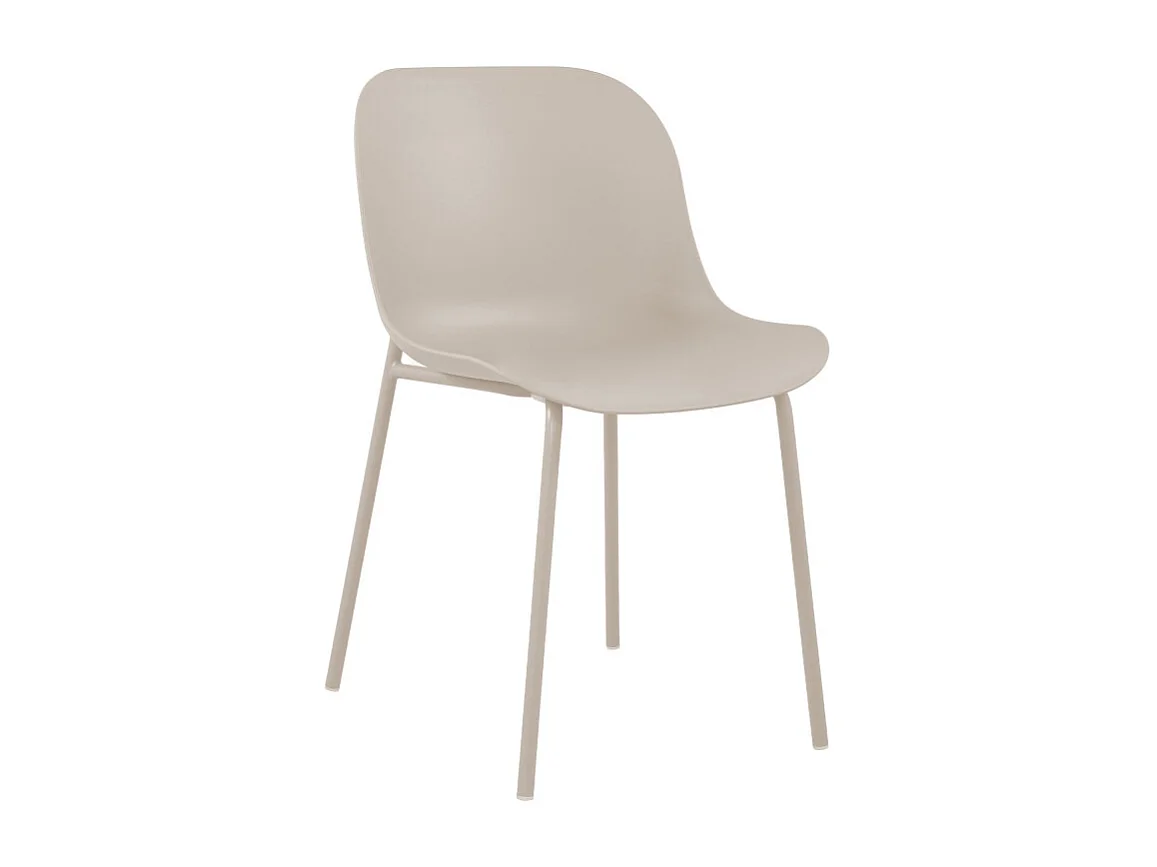 Diego - Lot de 4 chaises intérieur et extérieur en plastique et métal - Beige