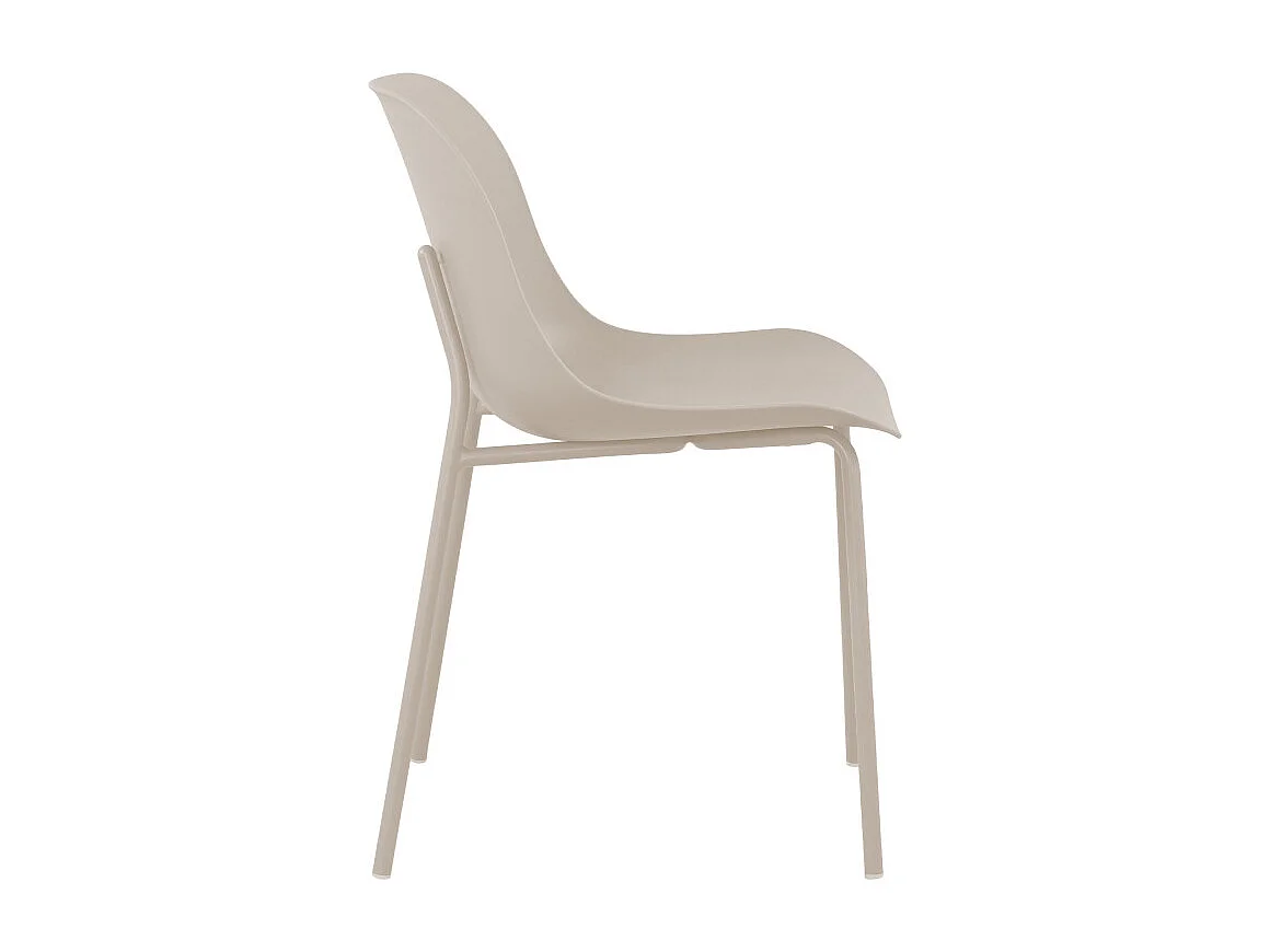 Diego - Lot de 4 chaises intérieur et extérieur en plastique et métal - Beige