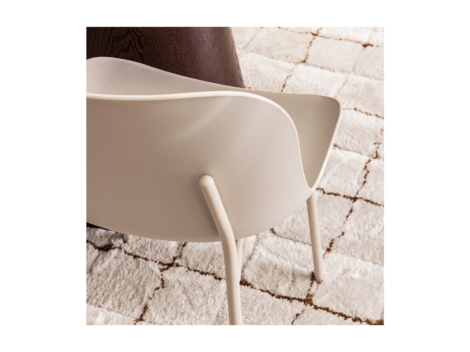 Diego - Lot de 4 chaises intérieur et extérieur en plastique et métal - Beige