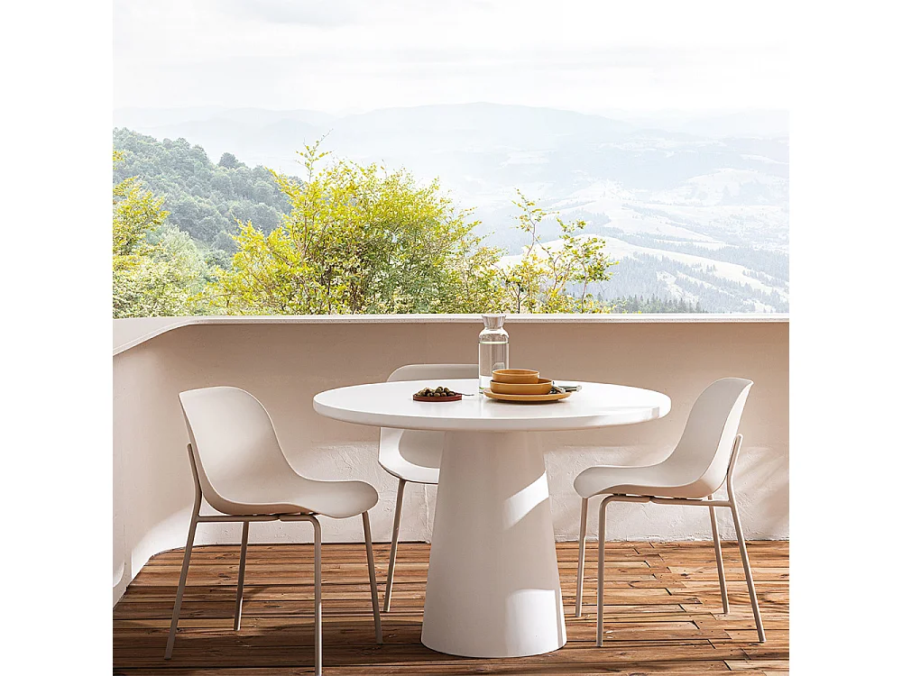 Diego - Lot de 4 chaises intérieur et extérieur en plastique et métal - Beige