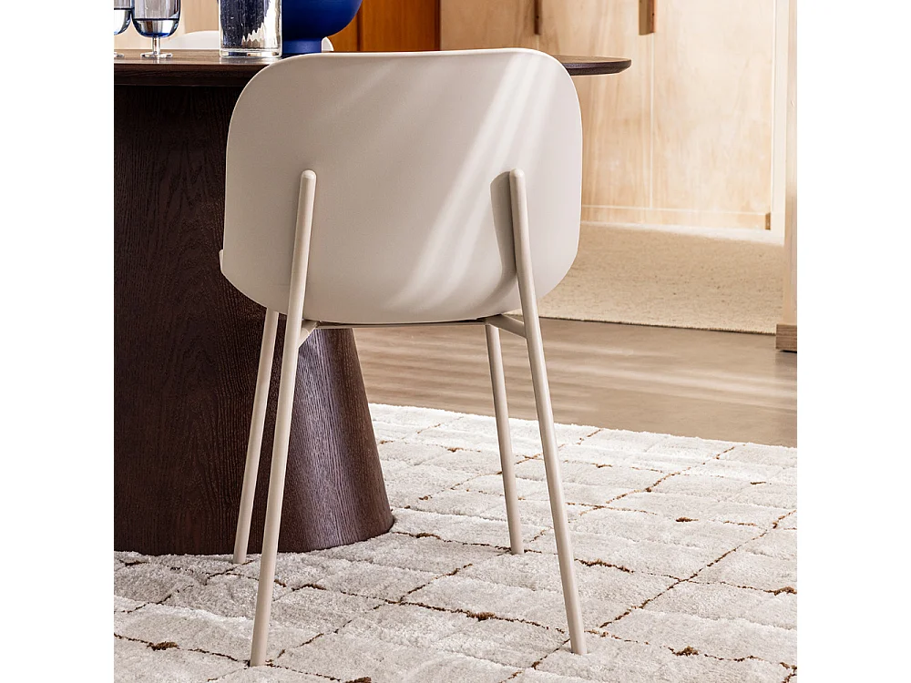 Diego - Lot de 4 chaises intérieur et extérieur en plastique et métal - Beige